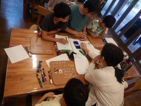 ヤギ看板作り中３