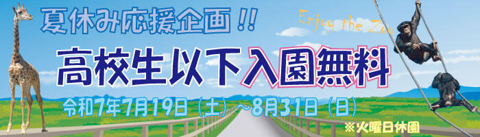 2025年高校生以下入園無料（7/19～8/31）